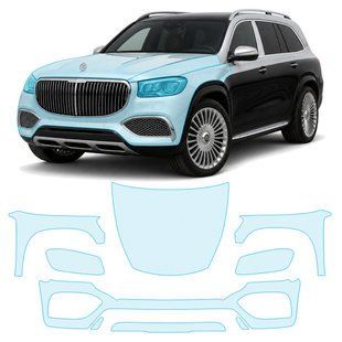 Buy Pre-cut paint protection film for Mercedes-Benz Maybach GLS X167 2020- front end 107132 Model-specific paint protection film patterns for Mercedes-Benz