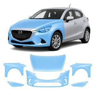 Buy Pre-cut paint protection film for Mazda Mazda2 DJ 2014-2019 - front end 106532 Model-specific paint protection film patterns for Mazda