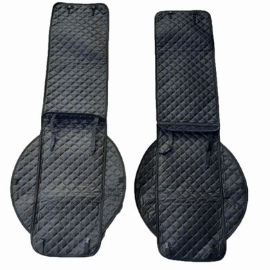 Купити Накидки для передніх сидінь Алькантара Чорні - синя нитка 2 шт 33563 Накидки для сидінь Premium (Алькантара)