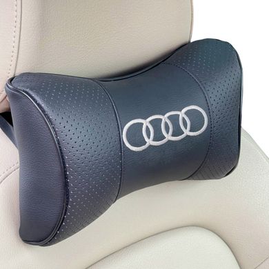 Купити Подушка на підголовник з логотипом Audi екошкіра Чорна 1 шт 8327 Подушки на підголовник - під шию