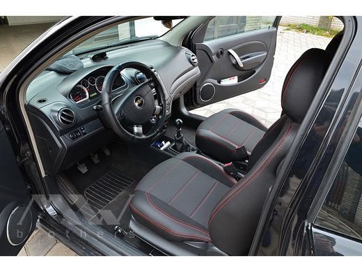 Buy MW Brothers seat covers for Chevrolet AVEO (T255) 3D 2006-2012 Premium Style series (red stitching) 59061 MW Brothers model covers