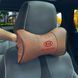 Buy Headrest pillow with Kia logo Eco-leather 3D Colored logo Brown-Brown piping 1 pc 91690 Pillows for the headrest - under the neck