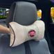 Buy Headrest pillow with Fiat logo Eco-leather 3D Colored logo Beige-Brown edging 1 pc 91740 Pillows for the headrest - under the neck