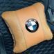 Купити Подушка з логотипом Bmw Екошкіра 3D Кольоровий лого Коричневий 1 шт 100411 Подушки на підголовник - під шию