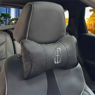 Buy Headrest pillow with Lincoln logo Eco-leather 3D Colored logo Black-Black edging 1 pc 91808 Pillows for the headrest - under the neck