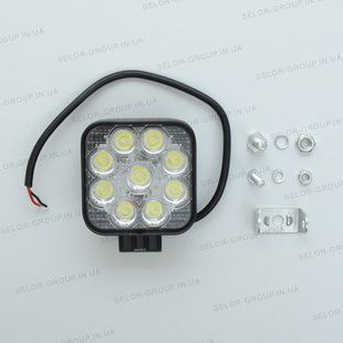 Купити Додаткова LED фара 27W (3W*9) 10-30V 82x80x30 mm Ближній (87 27W) 1 шт 8489 Додаткові LЕD фари
