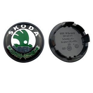 Buy Wheel cap Skoda green logo 65 mm plastic 1 pc OEM 3B7601171 (cap, disk plug) 94784 Titanium caps