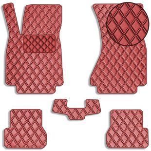Buy Eco-leather floor mats for Audi A6 C7 2011-2018 with heel pad Red 5 pcs (Rombus) 69197 Floor mats for Audi