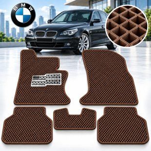 Buy 3D EVA floor mats for BMW 5 (E60/E61) 2003-2010 with heel pad Brown 5 pcs 80258 Floor mats for Bmw