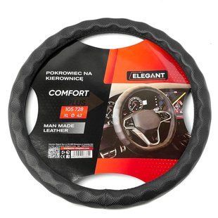 Buy Steering wheel cover XL 41-43 cm Massage Rhombus Perforation 1 seam Eco-leather Black (EL 105 728) 58357 Steering Wheel Covers Eco-leather