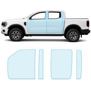 Купити Антигравійна захисна бронеплівка за лекалами для Ford Ranger IV 2022- зони дверей і стійки вікон 104521 Модельні лекала захисних плівок для Ford