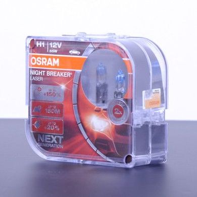 Купити Автолампа галогенна Osram Night Breaker Laser +150% 12V H1 55W 2 шт (64150 NL-BOX) 38348 Галогенові лампи Osram