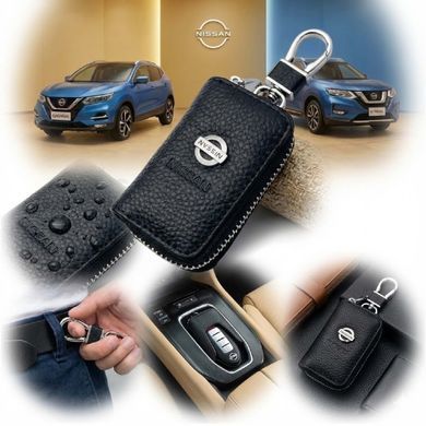 Купить Чехол для ключей с карабином Nissan кожа (Тесненая кожа) 31770 Чехлы для автоключей