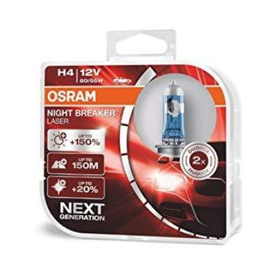 Купити Автолампа галогенна Osram Night Breaker Laser +150% 12V H4 60/55W 2 шт Оригінал (64193 NL-ВОХ) 38363 Галогенові лампи Osram