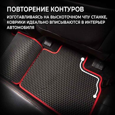 Купить Коврики в салон EVA для Audi E-tron quattro SUV 2018- с подпятником Черные-Красный кант 5 шт 66359 Коврики для Audi