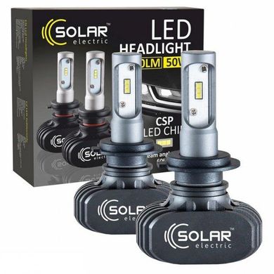 Купить LED лампы автомобильные Solar H7 радиатор 4000Lm / CSP / 50W / 6000K / IP65 / 9-32V 2 шт (8107) 25818 Лампы - LED основного света