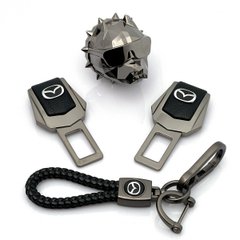 Купити Автонабір На стилі №14 для Mazda із заглушок ременів безпеки та брелока з логотипом / Ароматизатор Pitbull 39633 Подарункові набори для автомобіліста