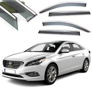 Купить Дефлекторы окон ветровики Benke для Hyundai Sonata 2015- Cкотч 3M Хром Молдинг Из Нержавеющей Стали 3D 31937 Дефлекторы окон Hyundai