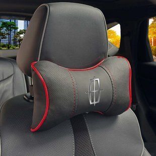Buy Headrest pillow with Lincoln logo Ekoshkira 3D Color logo Black-Red edging 1 piece 91809 Pillows for the headrest - under the neck
