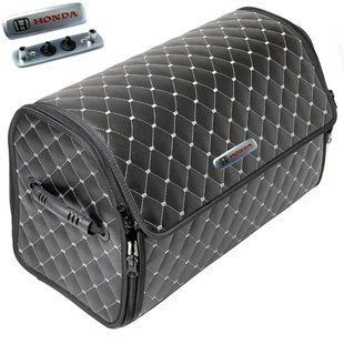 Buy Trunk organizer bag Honda Premium (Plastic base) Eco-leather Black-Gray thread 62617 Travel bag organizer