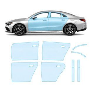 Купити Антигравійна захисна бронеплівка за лекалами для Mercedes-Benz CLA C118 2019-2023 - зони дверей і стійки вікон 106693 Модельні лекала захисних плівок для Mercedes-Benz