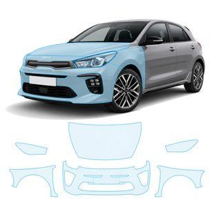 Купити Антигравійна захисна бронеплівка за лекалами для Kia Rio YB facelift 2020-2023 - передня частина авто (капот бампер крила)) 105680 Модельні лекала захисних плівок для Kia