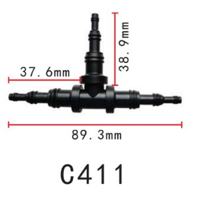 Купити З’єднувач для трубок трійник d9.5 6.3 3.2мм OEM 22261 (C411) 73720 З'єднувачі