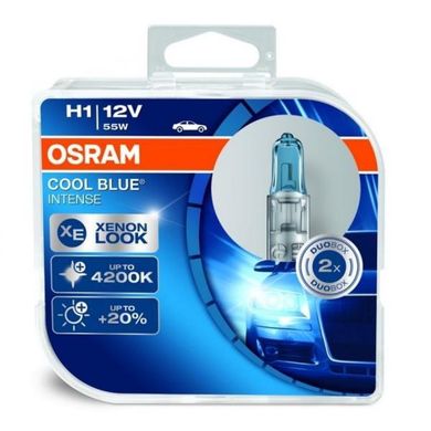 Купити Автолампа галогенна Osram Cool Blue +20% 12V H1 55W 4200K 2 шт (64150 CBI-BOX) 38349 Галогенові лампи Osram