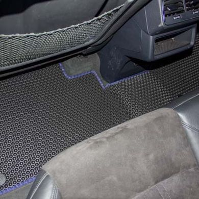 Buy EVA floor mats for Audi E-tron quattro SUV 2018- with heel pad Black-Blue edging 5 pcs 66360 Floor mats for Audi