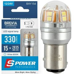 Купити LED автолампа Brevia Spower 12/24V P21/5W 330Lm 15x2835SMD CANbus Оригінал 2 шт (10203X2) 57560 Світлодіоди - Brevia