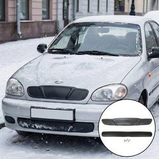 Купить Набор Зимняя накладка на решетку и бампер Daewoo Lanos Пластик Гладкий (AutoElement) 9063 Зимние накладки на решетку радиатора