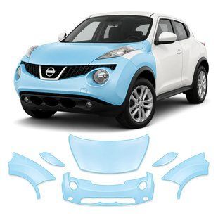 Купити Антигравійна захисна бронеплівка за лекалами для Nissan Juke F15 2010-2019 - передня частина авто (капот бампер крила)) 107624 Модельні лекала захисних плівок для Nissan