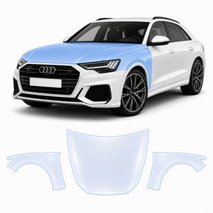 Купити Антигравійна захисна бронеплівка за лекалами для Audi Q8 4M facelift 2024- капот і передні крила 101729 Модельні лекала захисних плівок для Audi
