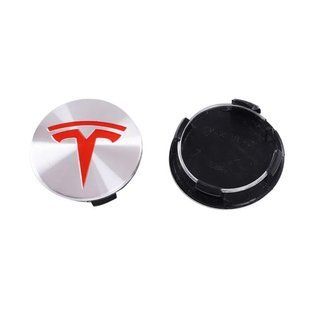 Купить Колпак колеса Tesla серебро красный 56 мм алюминий 1 шт OEM 600587900A (колпачок, заглушка) 94636 Колпачки на титаны