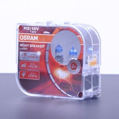 Купить Автолампа галогенная Osram Night Breaker Laser +130% 12V H3 55W 2 шт (64151 NBL +130) 38354 Галогеновые лампы Osram