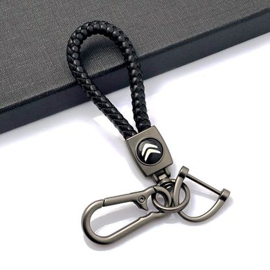 Купити Шкіряний плетений брелок Citroen для авто ключів з карабіном 54833 Брелоки для автоключів