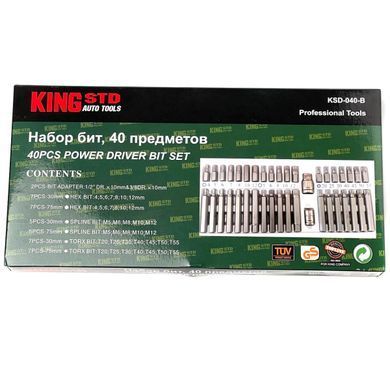 Купить Набор бит Шестигранники и Звездочки Hex Torx King Roy 40 предметов Оригинал (KSD040-B) 57751 Наборы инструментов