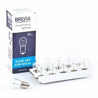 Купить Лампа габаритная Brevia 12V / цоколь BА 15s / P21W (12301C) 10 шт 38256 Автолампы габаритные - Подсветка салона - Приборов