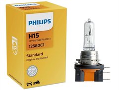 Купить Автолампа галогенная Philips Standart H15 12V 55W PGJ23t-1 1шт (12580C1) 38424 Галогеновые лампы Philips