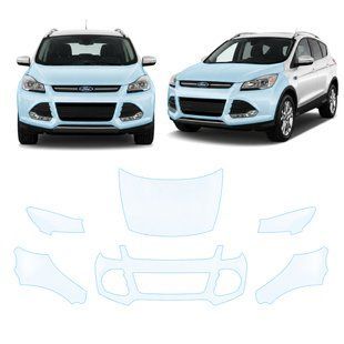 Купити Антигравійна захисна бронеплівка за лекалами для Ford Kuga II 2013-2019 - передня частина авто (капот бампер крила)) 104456 Модельні лекала захисних плівок для Ford