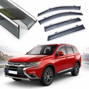 Купить Дефлекторы окон ветровики Benke для Mitsubishi Outlander 2012-2020 Хром Молдинг Из Нержавеющей Стали 3D (BMTOT1323-W/S) 60163 Дефлекторы окон Mitsubishi