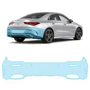 Купити Антигравійна захисна бронеплівка за лекалами для Mercedes-Benz CLA C118 2019-2023 - задній бампер 106695 Модельні лекала захисних плівок для Mercedes-Benz