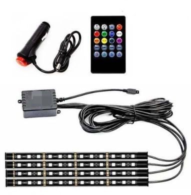 Купить LED Подсветка Салона неоновая 12V 22x4см RGB5050 (Пульт Прикурка USB) 4 шт 66113 Подсветки - Стопы внутрисалонные