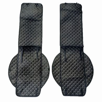 Купить Накидки для сидений Алькантара комплект Черные - серая нить 2 шт 33937 Накидки для сидений Premium (Алькантара)