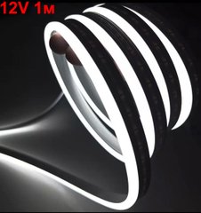 Купить LED Лента гибкая силикон 12v 1 м Белый Неон (боковое свечение 12 мм 6 мм) 26433 Подсветки - Стопы внутрисалонные
