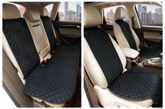 Купить Накидки для сидений Алькантара комплект Черные - синяя нить 2 шт 33938 Накидки для сидений Premium (Алькантара)