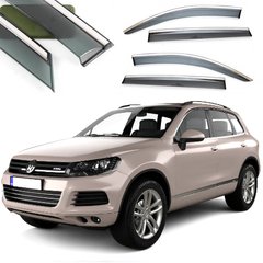 Купити Дефлектори вікон вітровики Benke для Volkswagen Touareg II 2010-2018 Хром Молдинг З Нержавіючої Сталі 3D (BVWTR1123-W/S) 58973 Дефлектори вікон Volkswagen