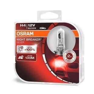 Buy Car halogen lamp Osram Night Breaker Silver +100% H4 12V 60/55W 2 pcs (64193 NBS-BOX) 38360 Osram Halogen Lamps