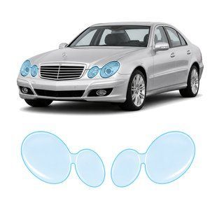 Купити Антигравійна захисна бронеплівка за лекалами для Mercedes-Benz E-Class W211 facelift 2006-2009 - оптика (фари та ПТФ) 106764 Модельні лекала захисних плівок для Mercedes-Benz