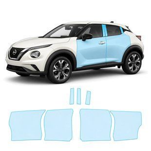 Купити Антигравійна захисна бронеплівка за лекалами для Nissan Juke F16 2019-2024 - зони дверей і стійки вікон 107629 Модельні лекала захисних плівок для Nissan